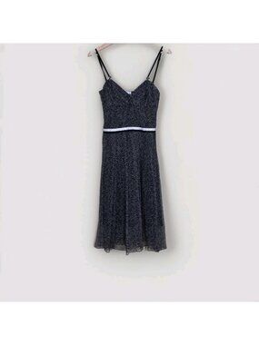 Vtg LM Lulu Paris Silk Chiffon Dress S Lined Bow Belt Herringbone France Romance